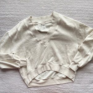 PINK Cropped V Neck Sweatshirt